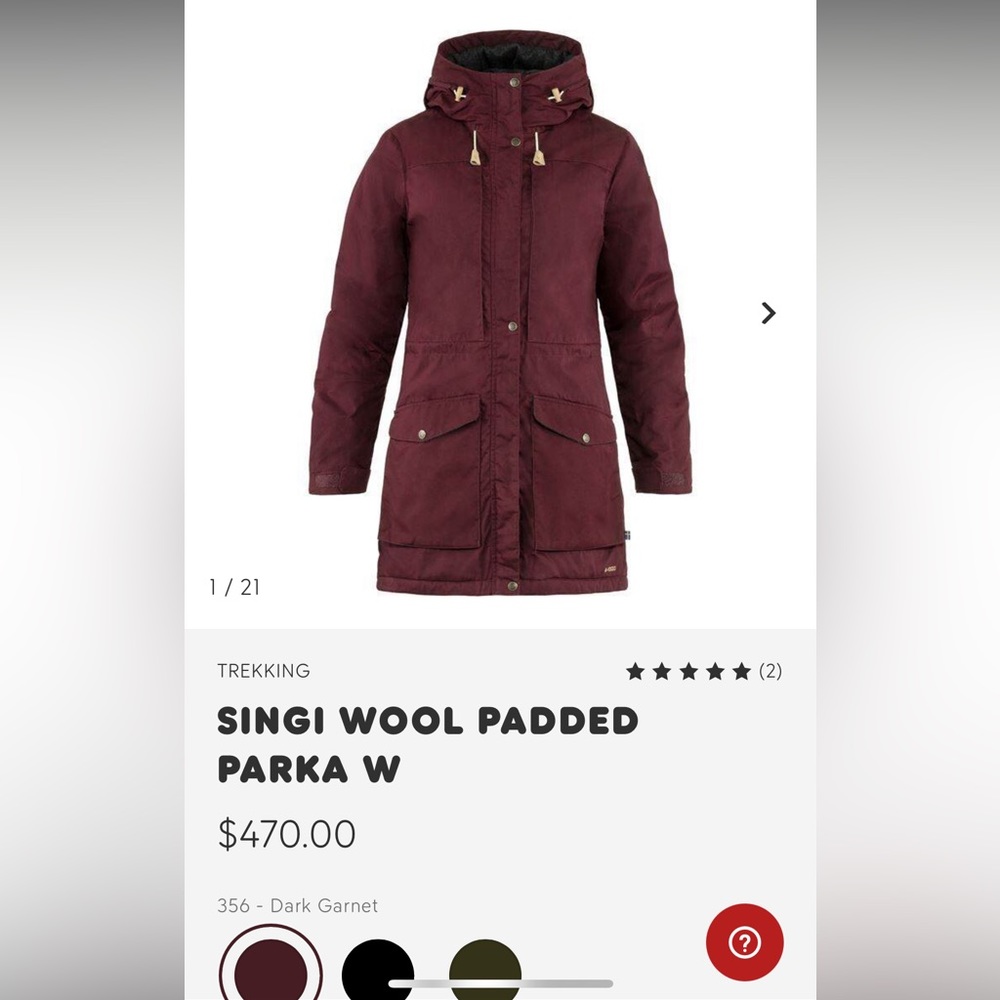 Fjallraven Singi Wool Padded Parka.